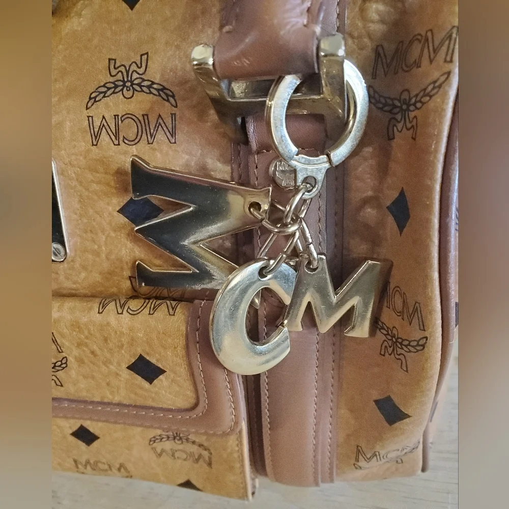 MCM Visetos Satchel in Cognac w/MCM Charm - Picture 5 of 17